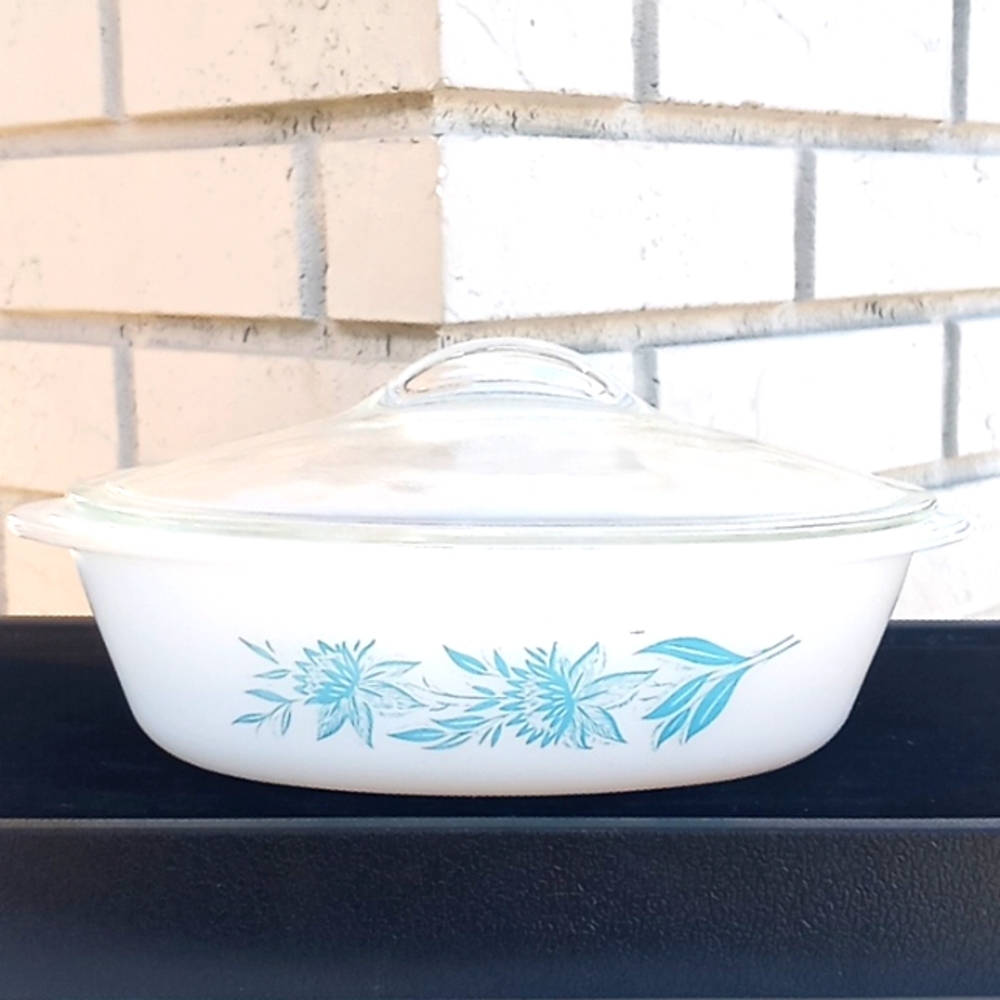 Vintage Glasbake Milk Glass Casserole Dish. Circa 1960-s. J-235
